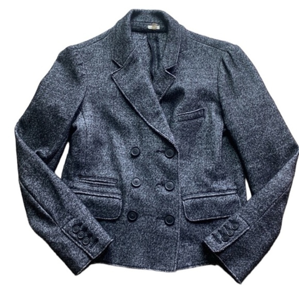 J. Crew Blazer Cropped Raw Hem Charcoal Gray Sz 4